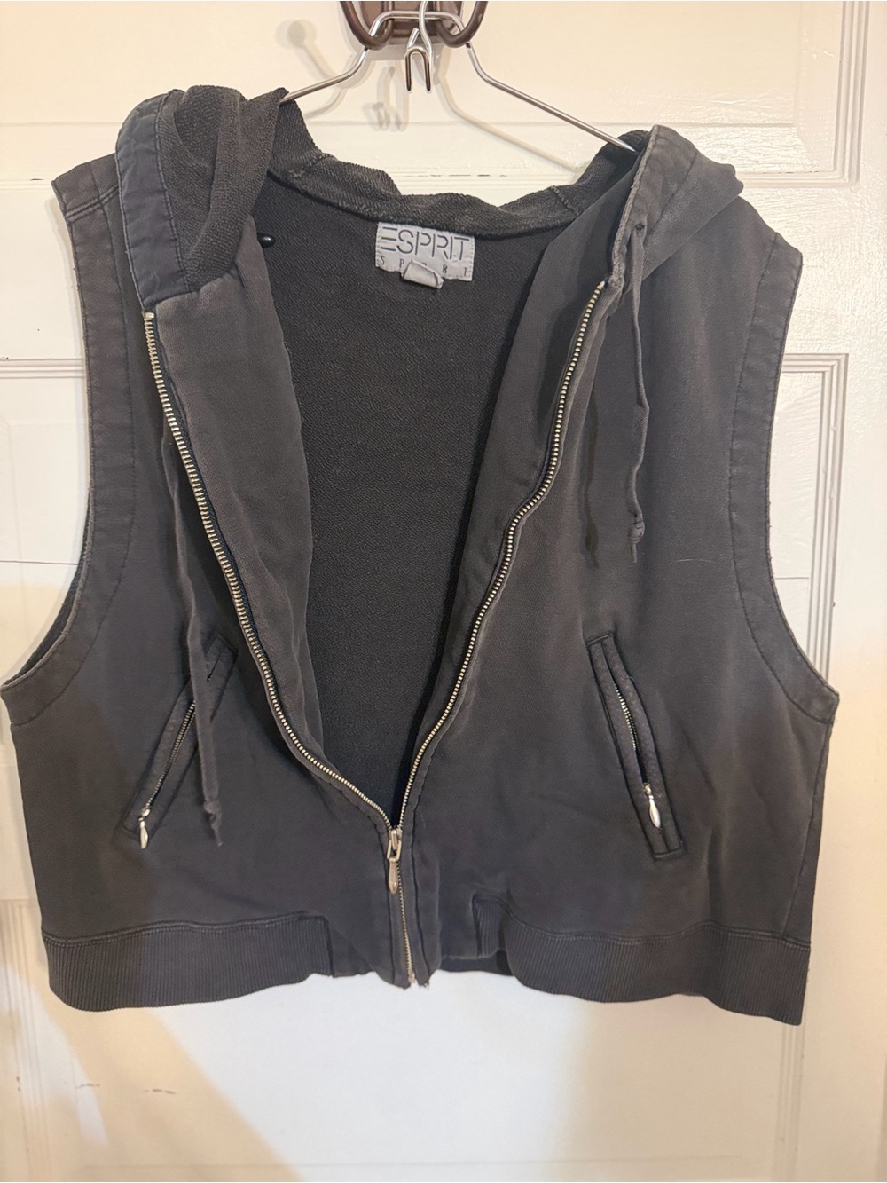 Esprit Charcoal Sleeveless Zip Hoodie - Picture 5 of 7